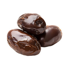 Sweetened Chocolate-Coated Dates isolated on transparent background