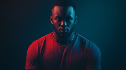 A cool African American man captures attention with his confident presence, set against a striking dark background
