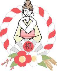 晴れ着の成人女性