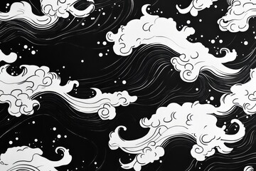 Fototapeta premium Black and White Japanese Abstract Minimalist Texture Background Design