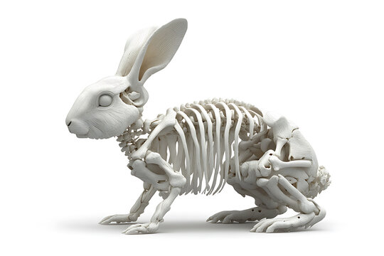Detailed 3D Render of a Rabbit Skeleton Anatomy Study  Showing Bone Structure and Skeletal System