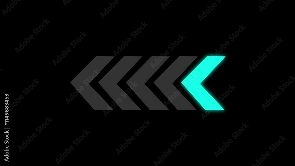 Poster blinking arrow loop animation for overlay navigation with dynamic swipe right motion cues.