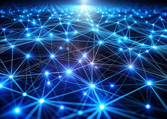 Futuristic Blue Network: Abstract Glowing Lines and Nodes