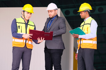 Engineers and staff working at industrial plants.