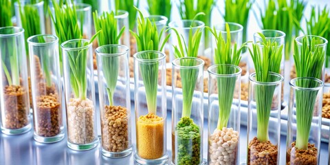 Genetically Modified Wheat Test Tube Lab Research: Aerial View of Scientific Experiment