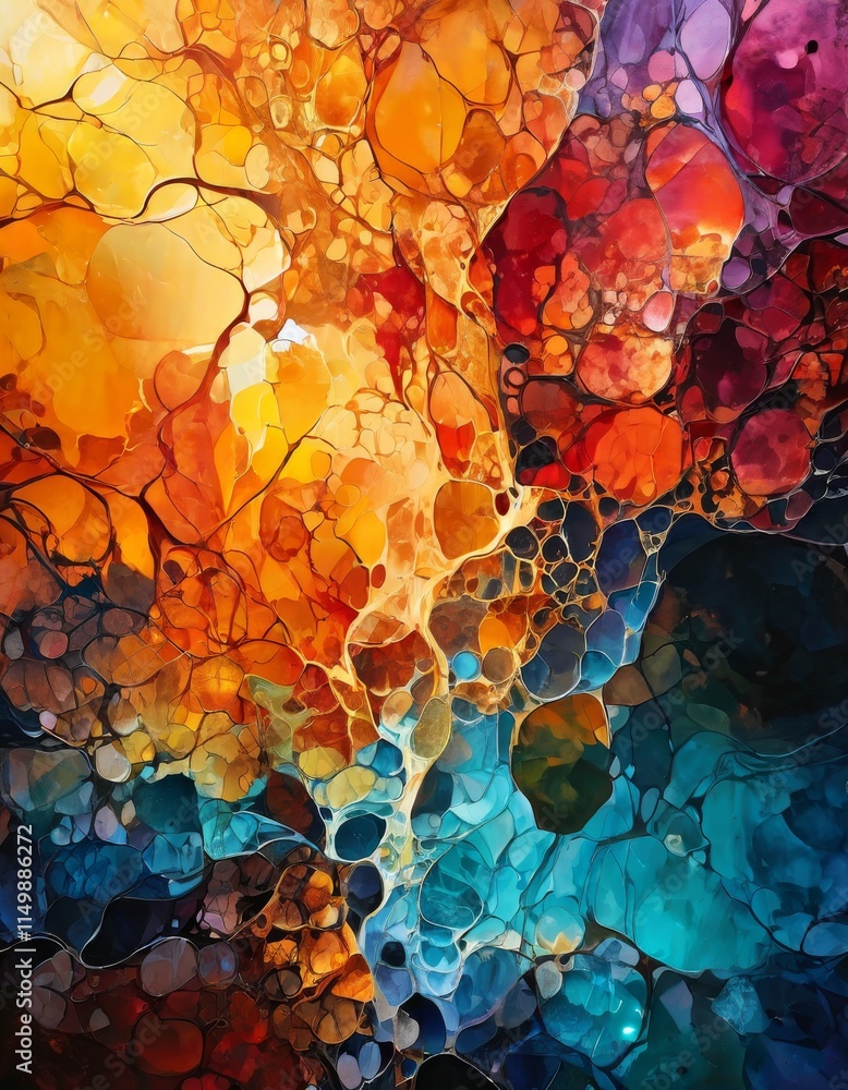 Poster a stunning abstract image featuring a vibrant blend of colors and fluid patterns. the composition cr