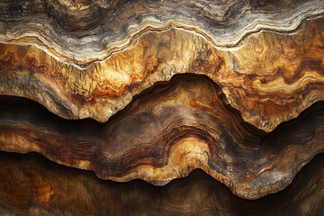 Obraz premium Layered Rock Formation: Abstract Earth Tones and Textured Beauty in Nature's Masterpiece