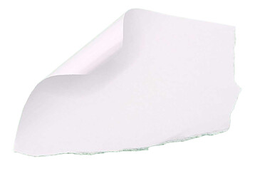Paper scraps ripped page piece. Piece of white paper tear isolated on white background. Torn note paper page. Ripped note notebook grainy paper strips stuck.