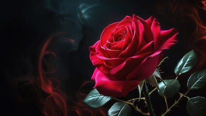 red rose on a black background