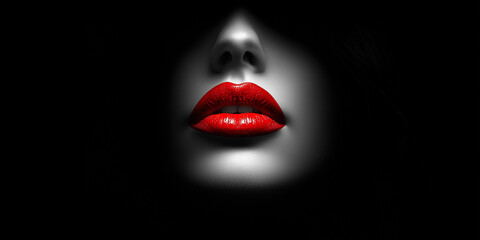 Obraz premium Red woman lips in the dark