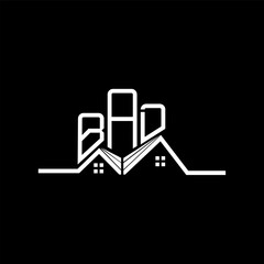 BAD Real State logo design, BAD simple and modern logo. BAD luxurious alphabet design