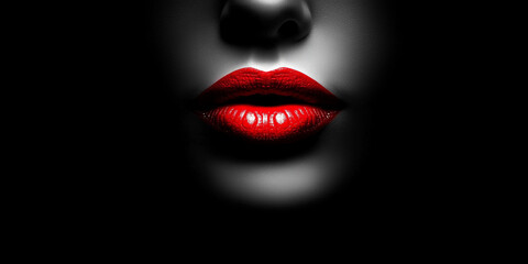 Obraz premium Red woman lips in the dark