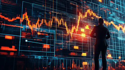 Fototapeta premium Analyzing decentralized finance trends in blockchain business data visualization digital environment professional view