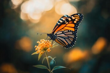 Fototapeta premium A butterfly is sitting on a flower