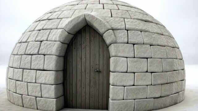 Traditional igloo made from compacted snow bricks in a cold environment showcasing Arctic architecture