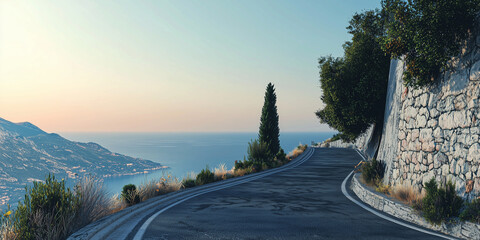 Minimalist road with sea view