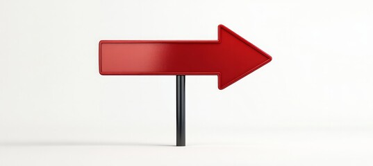 Obraz premium realistic photography of a big red road arrow sign on 