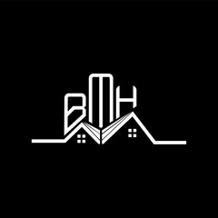 BMH Real State logo design, BMH simple and modern logo. BMH luxurious alphabet design