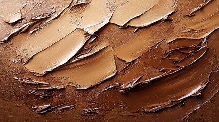 Textured brown canvas with overlapping layers of creamy paint creating an abstract design