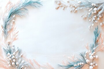 A white background with a blue and pink floral arrangement