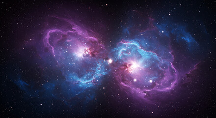 Fototapeta premium Cosmic Nebula Infinity Symbol Purple Blue Space Background