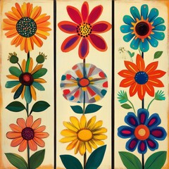 Fototapeta premium vintage retro hippie flowers background