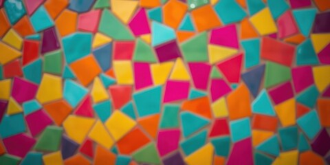 Fototapeta premium Abstract Colorful Irregular Shaped Tile Mosaic Wall Texture
