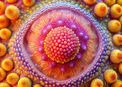Molluscum Contagiosum Microscopic Worm's Eye View: Skin Infection Close-up