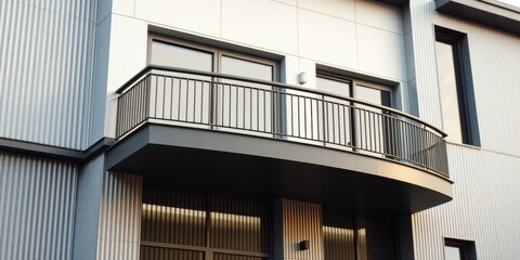 Modern Apartment Balcony with Curved Railing and Metal Siding
