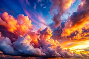 Multicolor Sky, Fluffy Clouds, Close-Up Landscape Background - Stunning Nature Photography