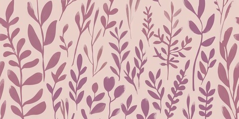 Minimalist Botanical Pattern with Soft Pastel and PANTONE 17-1230 Mocha Mousse Tones