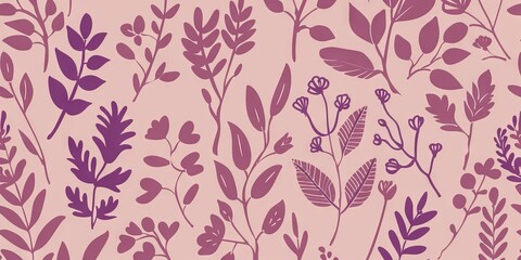 Minimalist Botanical Pattern with Soft Pastel and PANTONE 17-1230 Mocha Mousse Tones