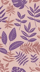 Minimalist Botanical Pattern with Soft Pastel and PANTONE 17-1230 Mocha Mousse Tones