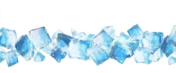 Fototapeta premium Scattered ice cubes on white background.