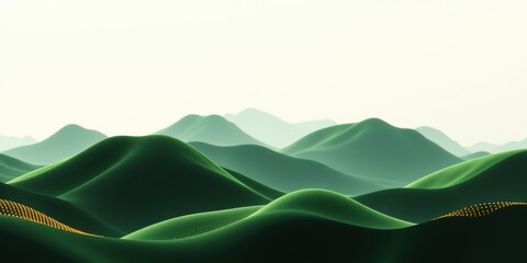 Obraz premium Serene Green Hillscape An Abstract Rendering of Rolling Hills with Subtle Golden Accents