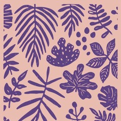Minimalist Botanical Pattern with Soft Pastel and PANTONE 17-1230 Mocha Mousse Tones