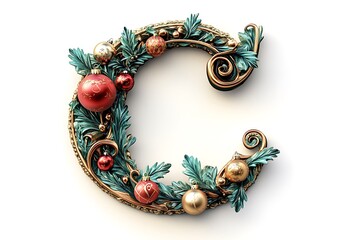Christmas floral tree letter C