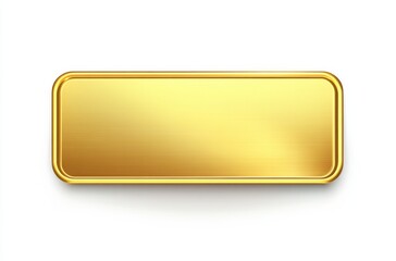 Gold metal name plate, rectangular shape with rounded corners, vector illustration, white background.