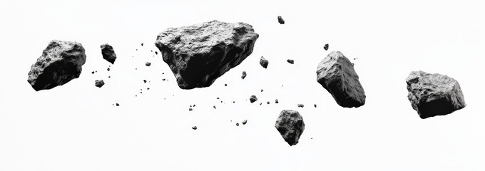 Falling rocks isolated on white background. (1)