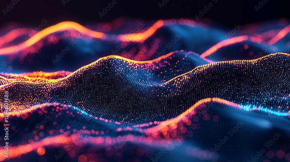 Poster Abstract Colorful Waves of Light Data Flow