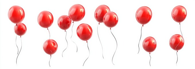 Red balloons floating on white background.