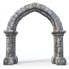 Stone archway, gothic, ancient, ruin, isolated, white background.