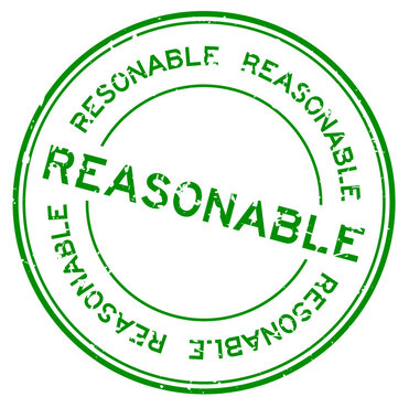 Grunge green reasonable word round rubber seal stamp on white background