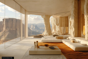 Stunning Minimalist Desert Cliffside Home Architectural Design with Panoramic Mountain Views