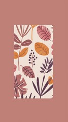 Obraz premium Minimalist Botanical Pattern with Soft Pastel and PANTONE 17-1230 Mocha Mousse Tones