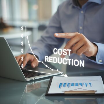 Businessman Strategizing Cost Reduction for Company Savings, Economy Recession, Low Budget, Effective Business, Expense Reduction