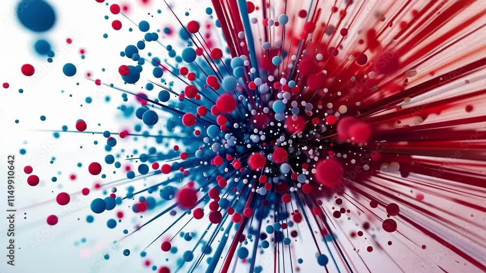 Poster abstract visualization of big data exploding with information, showing connections and data points r