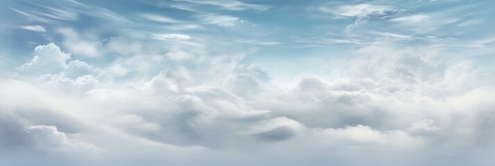 Obraz premium A Majestic View of Effervescent Clouds in a Vast Blue Sky Capturing the Serenity and Tranquility of the Natural World Above Us with Soft, Whimsical White Formations
