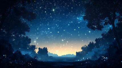 Fototapeta premium Starry night sky background with a blue starry