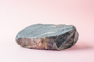 Grey stone on pink background.